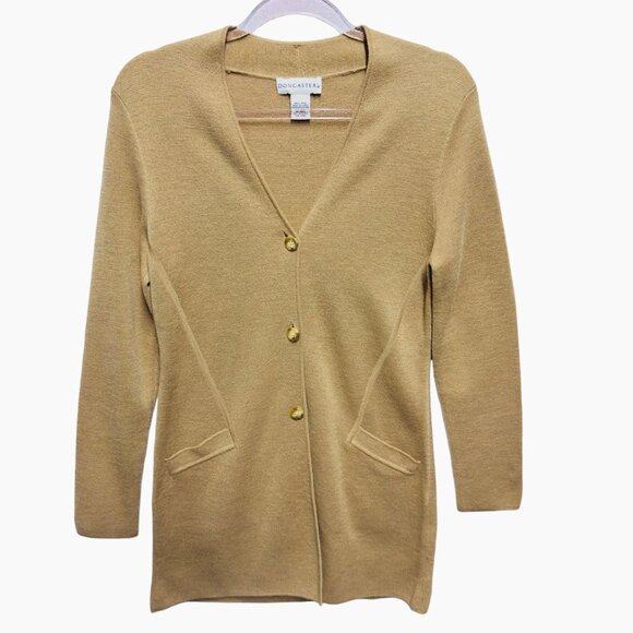 Anthro 100% Wool Thick Knit Structured Tunic Sweater Cardigan Jacket Coat - Picture 1 of 4